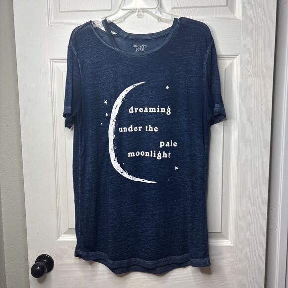 Mighty Fine Women’s XL Dreaming Under The Pale Moonlight Graphic Tee Shirt Top - Picture 1 of 6